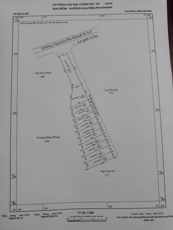 Bán đất lô đường Nguyễn Phi Khanh, Rạch Giá, Kiên Giang, 0941645508