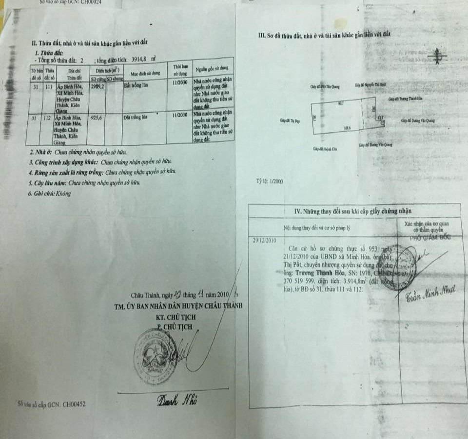Bán gấp đất quốc lộ 61, Châu Thành, Kiên Giang, 0917412417