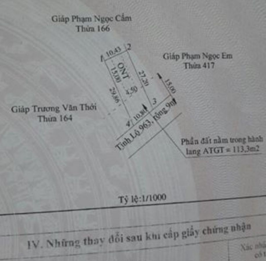 Bán đất mặt tiền tỉnh lộ 963, Giồng Riềng, Kiên Giang, 0932894234