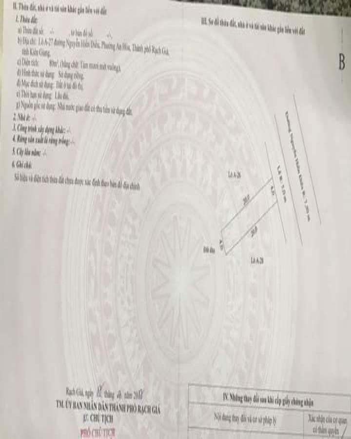 Bán nền Đường Nguyễn Hiền Điều, An Hoà, Rạch Giá, Kiên Giang, 0944334183