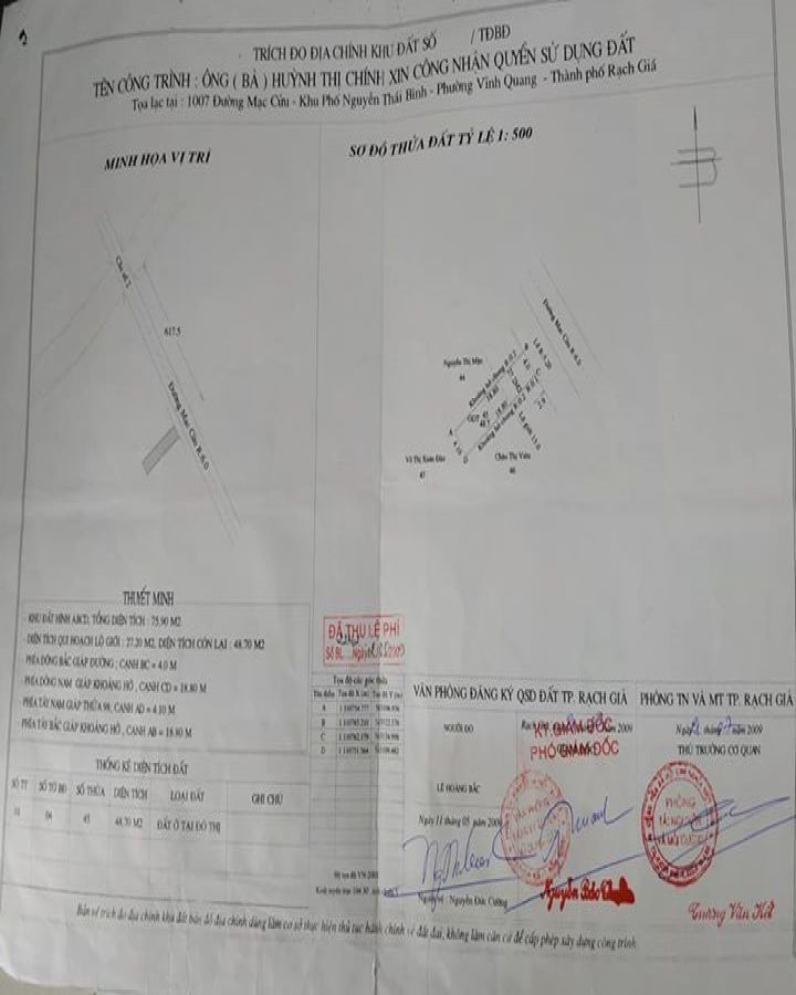 Cần bán nền mặt tiền đường Mạc Cửu, Vĩnh Quang, Kiên Giang, 0944418441