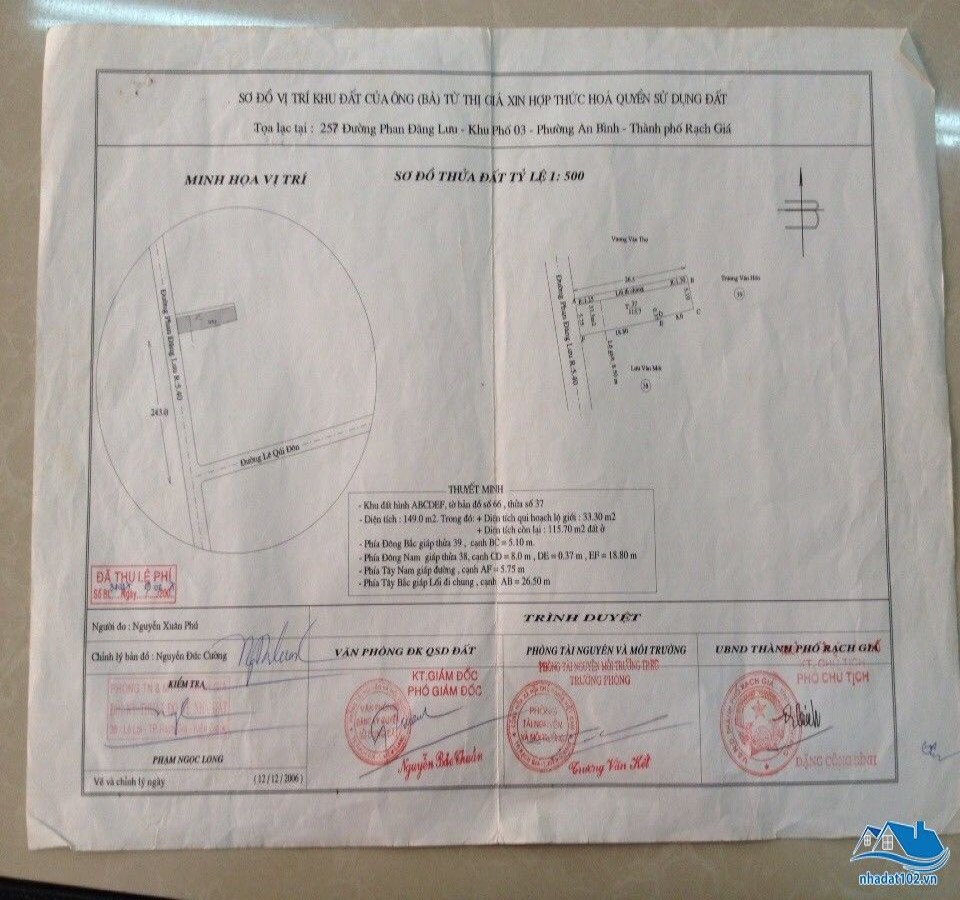 Bán đất mặt tiền Phan Đăng Lưu, phường An Bình, TP Rạch giá, tỉnh Kiên Giang, 0944777325