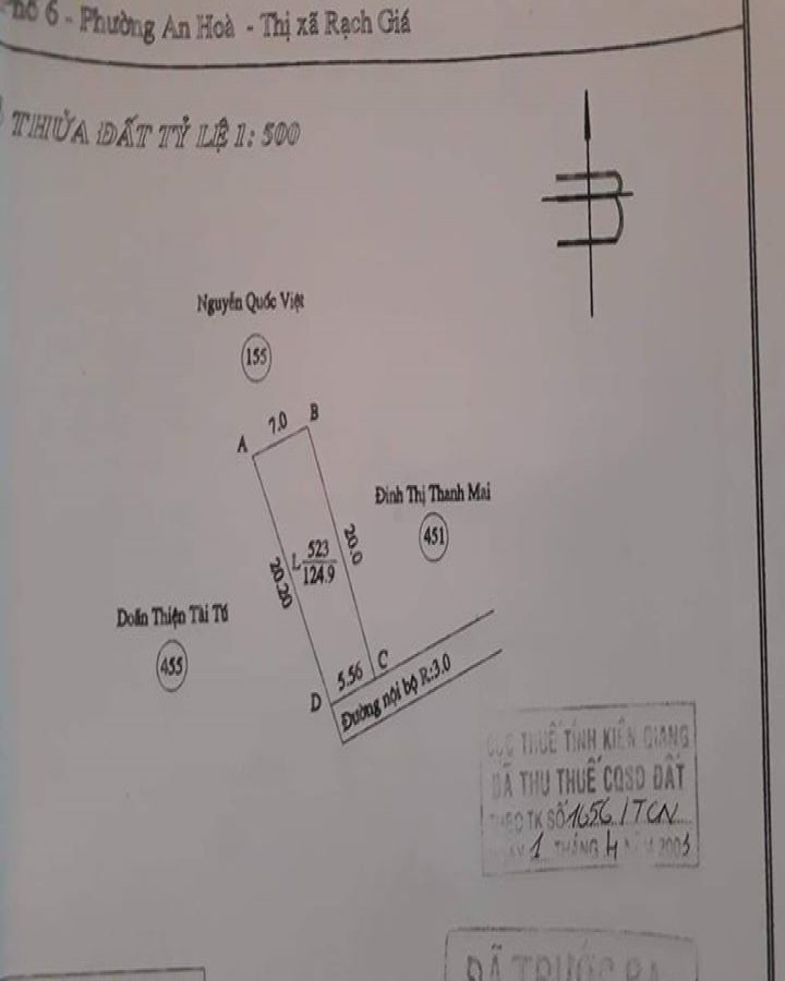đất Hẻm 59 Trương Định, P. An Bình, Rạch Giá, Kiên Giang, 0947481868