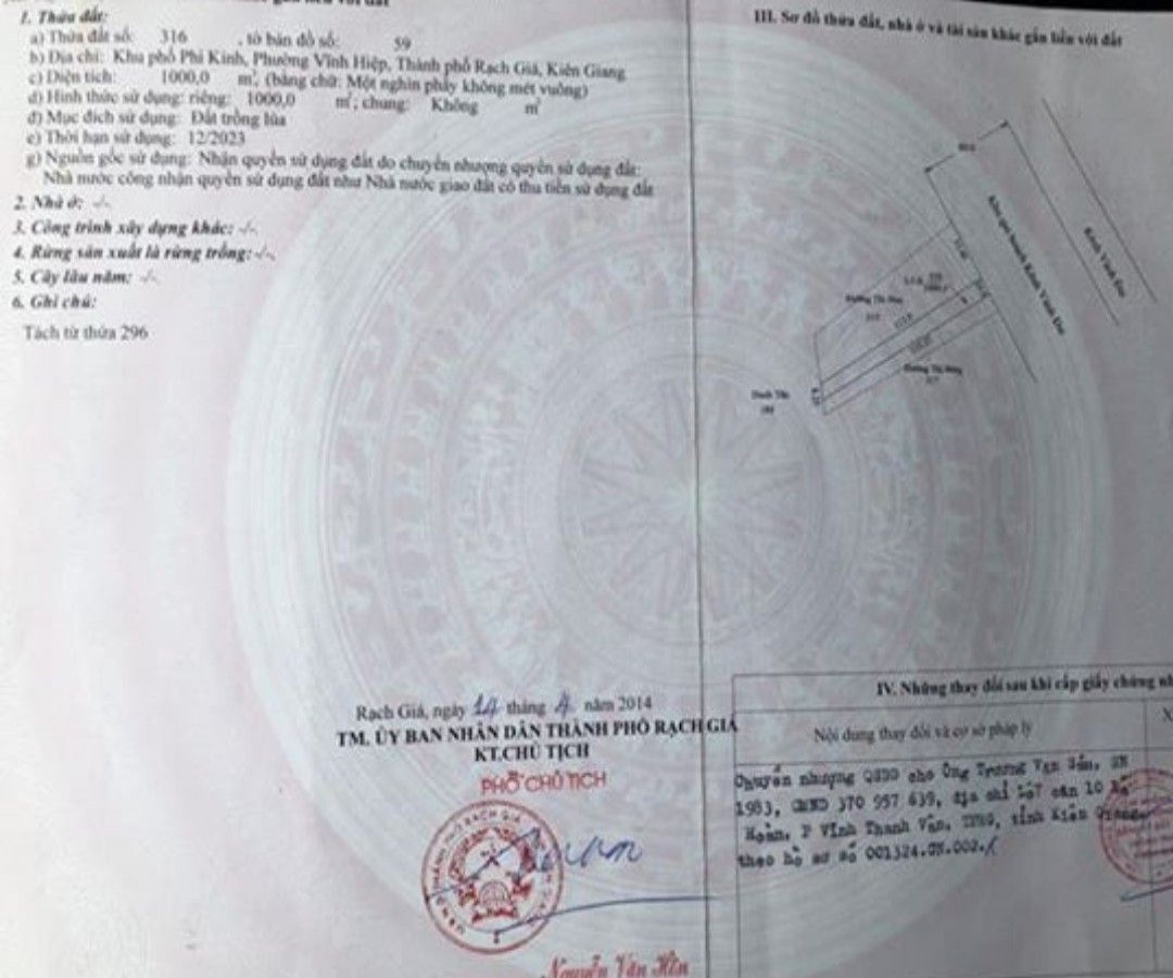 Bán nhanh 1 công đất, phường Vĩnh Hiệp, Rạch Giá, Kiên Giang, 0911644679