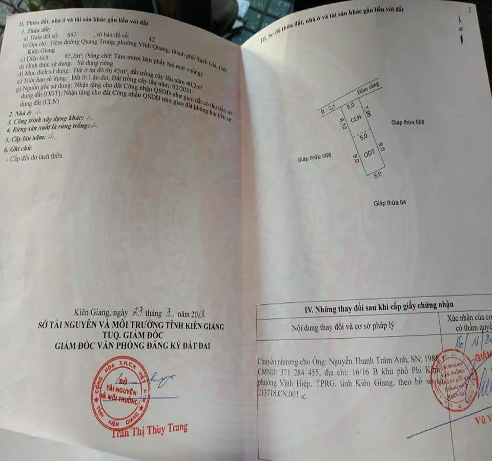 Đất nền hẻm 75 Quang Trung, phường Vĩnh Quang, Rạch Giá, Kiên Giang, 0942894483