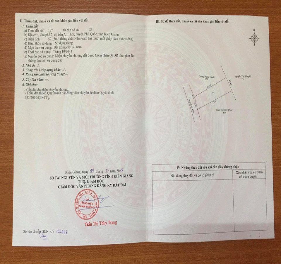 Cần ra nền khu phố 7 thị trấn An Thới, Phú Qốc, Kiên Giang, 0983308803.