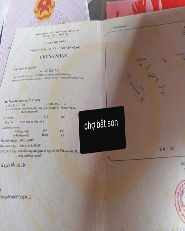 Bán nhà chợ Bắc Sơn, Vĩnh Lạc, Rạch Giá, Kiên Giang
