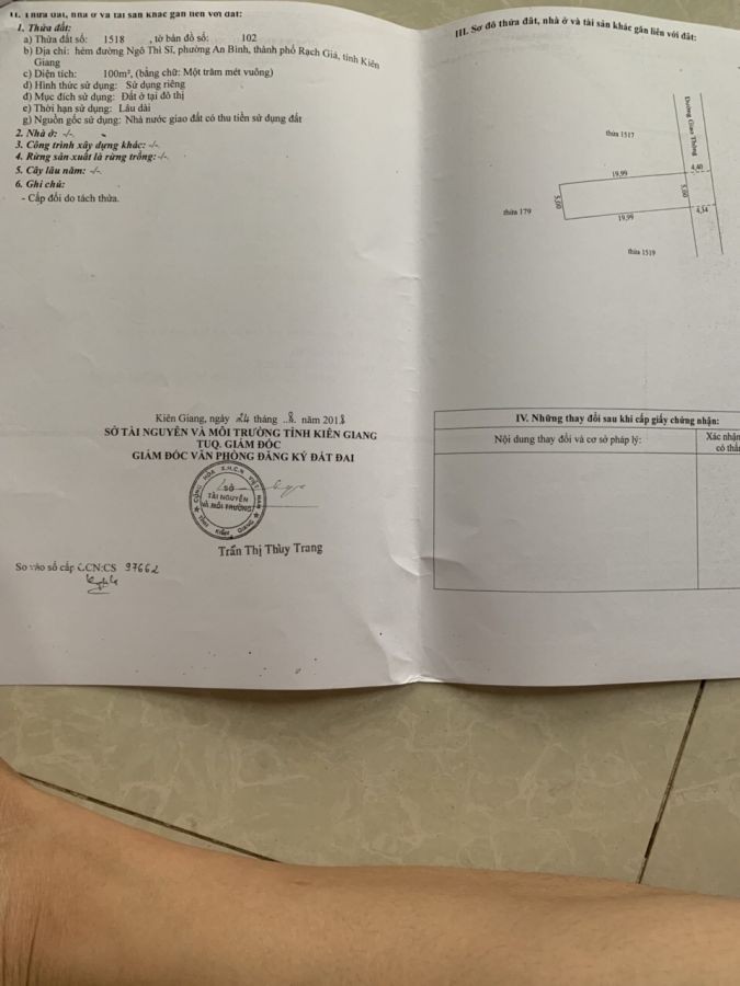 CẦN BÁN NỀN NHÀ 5x20m, THỔ CƯ, GIÁ 380tr