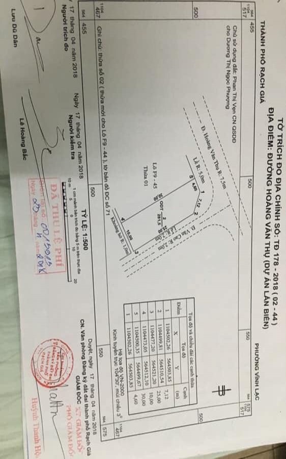 Bán đất lô góc đường lớn Hoàng Văn Thụ. Khu lấn biển Vĩnh Lạc , Rạch Giá.