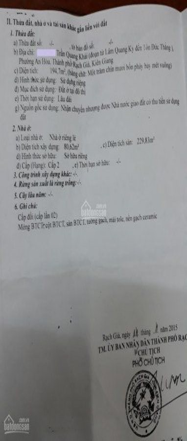 Bán nhà đường Trần Quang Khải, TP Rạch Giá