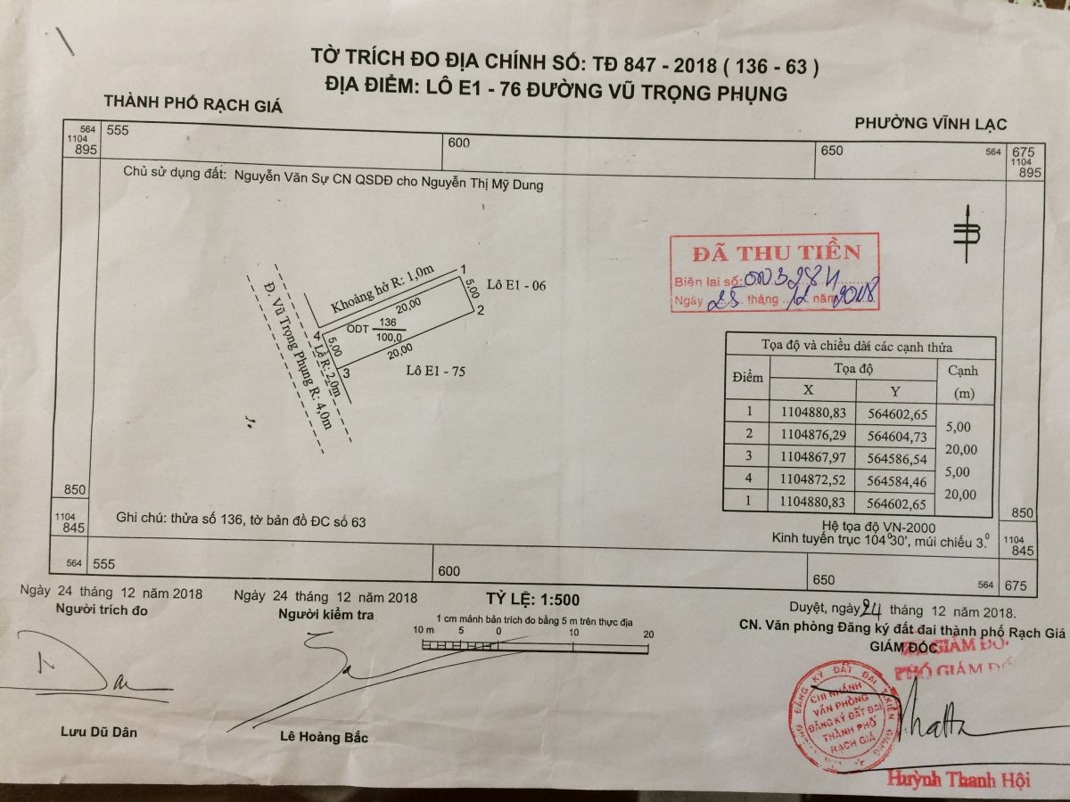 Cần bán 1 nền Lấn Biển đường Vũ Trọng Phụng