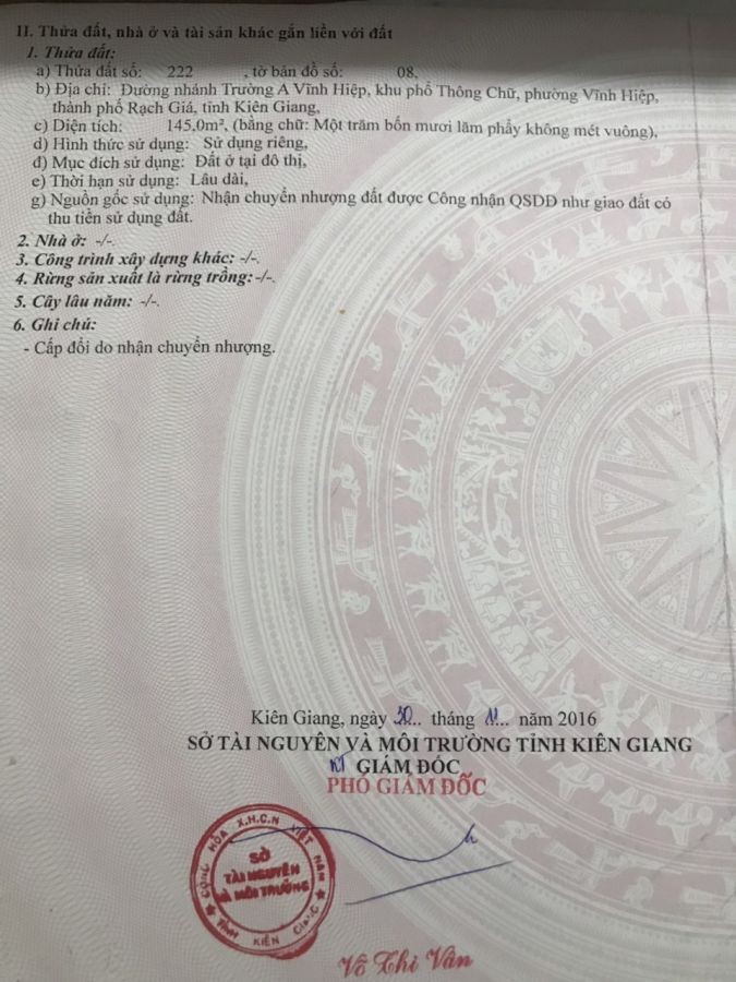 Đất ở đô thị chính chủ Huỳnh Tấn Phát, Rạch Giá