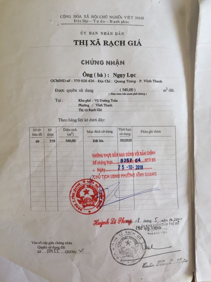 Đất mặt tiền đường Quang Trung.