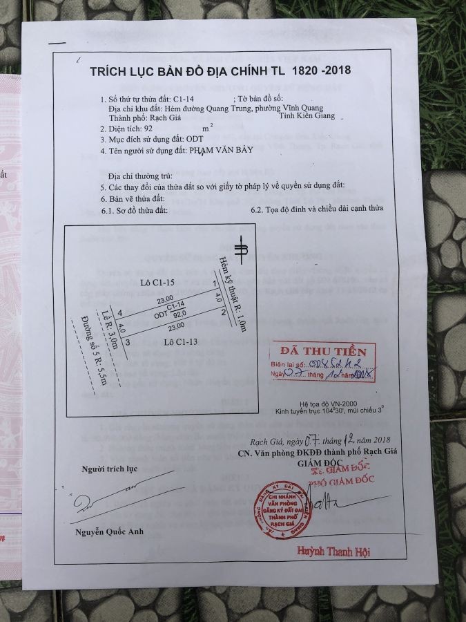 Cần bán gấp nền thổ cư 100%