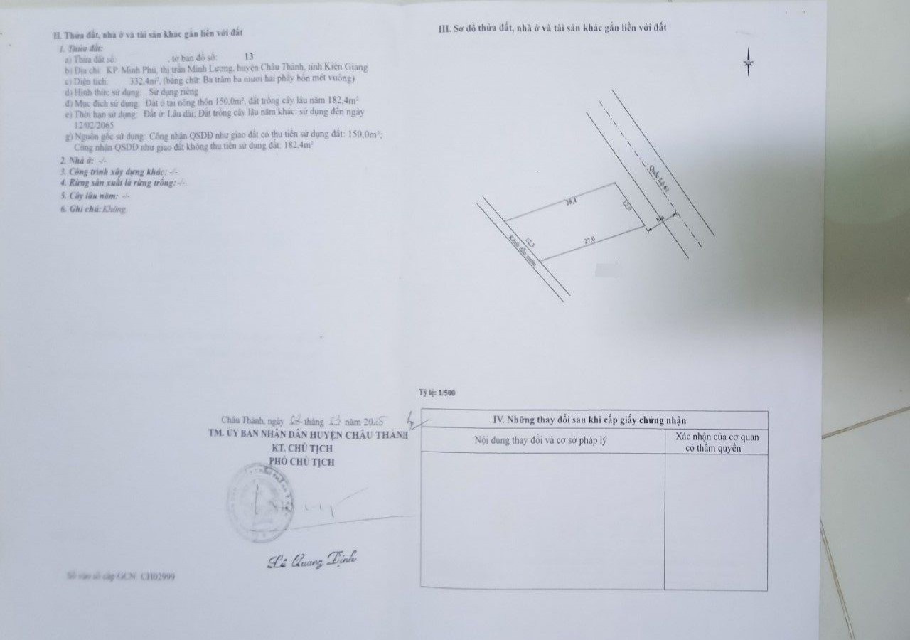 Bán đất mặt tiền Quốc lộ 61, thị trấn Minh Lương, huyện Châu Thành