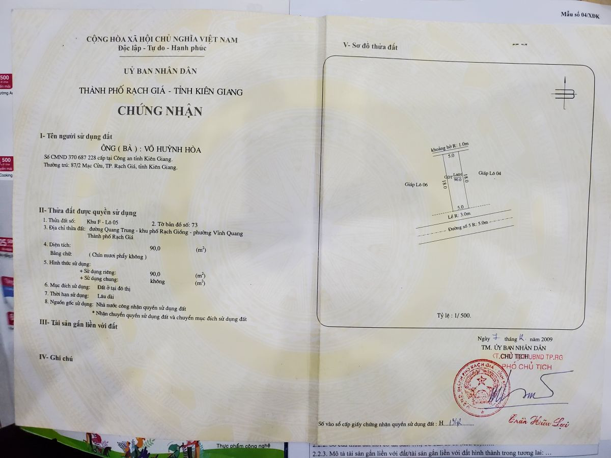 Bán đất thuộc dự án nhà ở CB - CNV Sở Văn hóa Thể thao và Du lịch