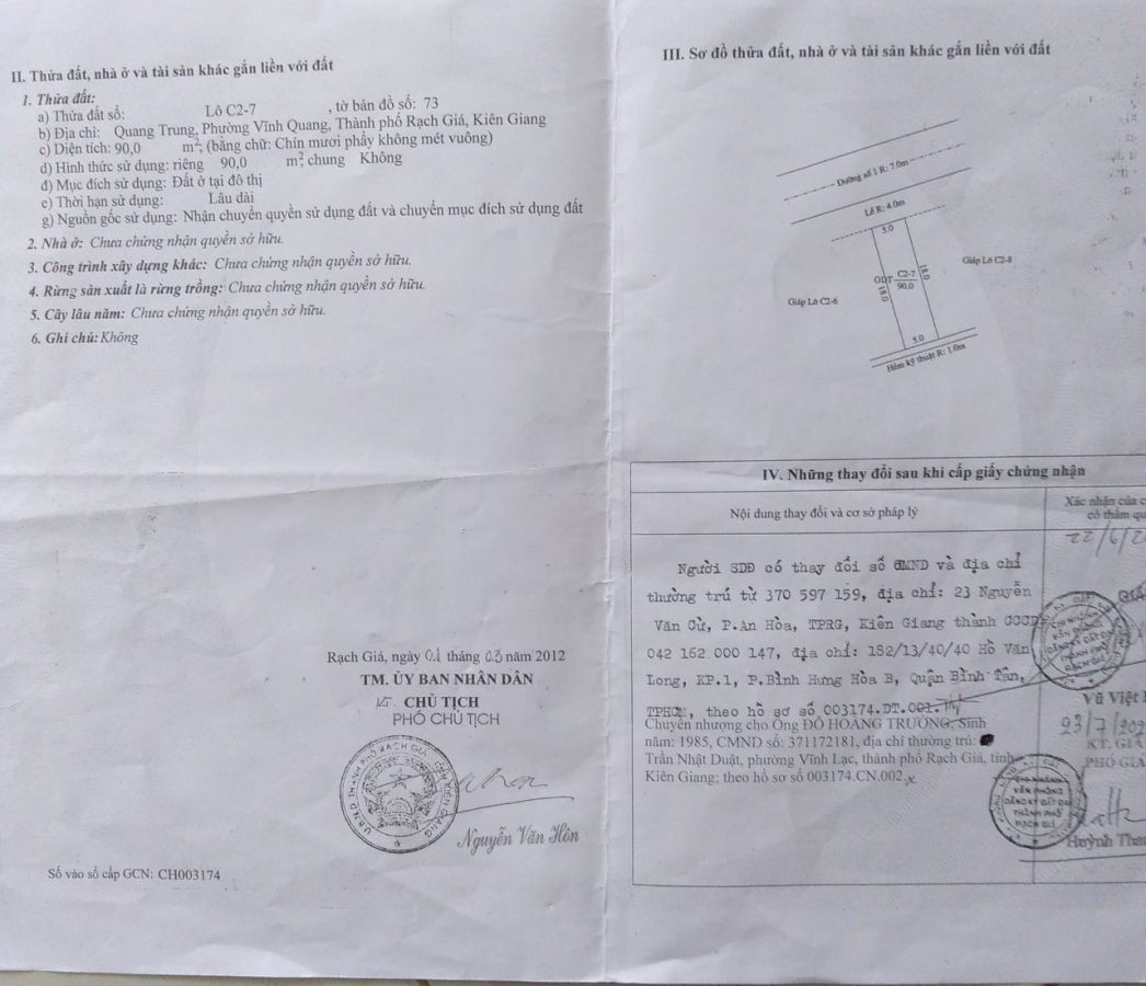 Bán đất Khu Giáo Viên Ngô Sĩ Liên P.Vĩnh Quang TP Rạch Giá 320 Triệu