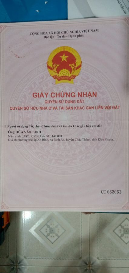Lô đất 5x20 KDC gần Cảng cá Tắc Cậu xã Bình An huyện Châu Thành Kiên Giang