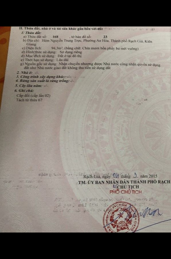 Bán đất Hẻm Khu phố 2 - Nguyễn Trung Trực, (gần trường Cao Đẳng Nghề, vòng xoay Phan Thị Ràng), An Hòa, Rạch Giá, Kiên Giang)