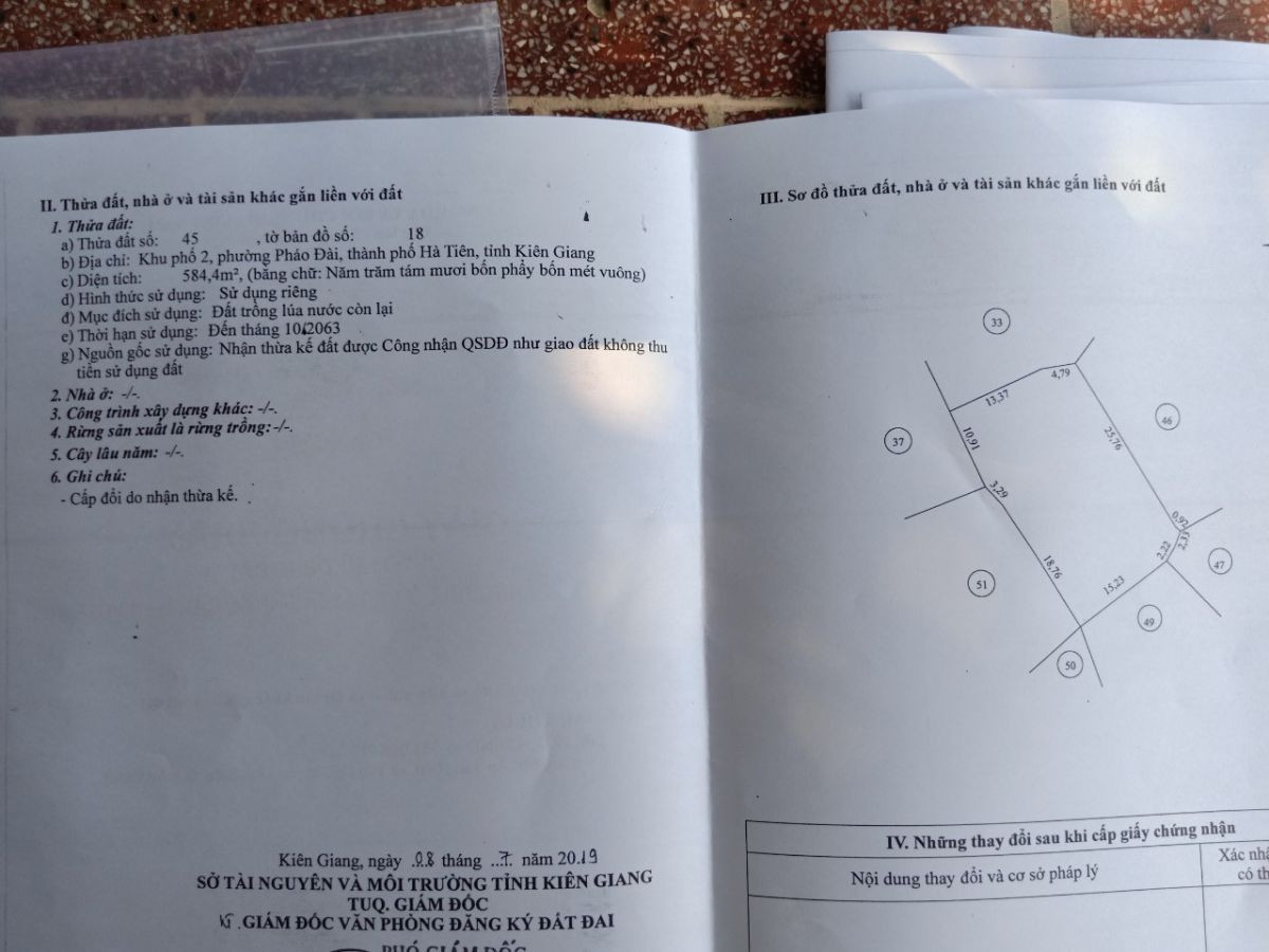 Chính chủ cần bán gấp đất khu phố 2, Pháo Đài Hà Tiên