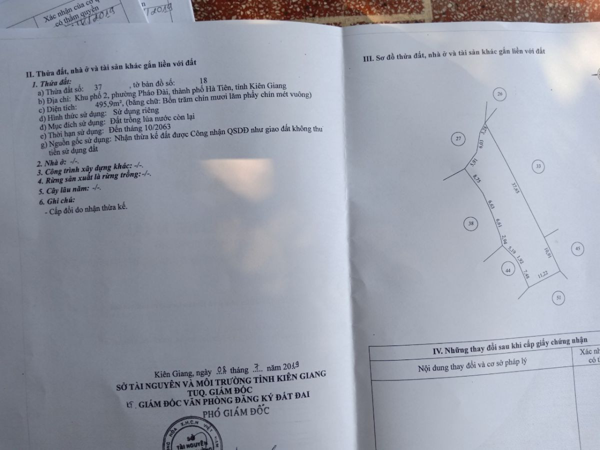 Chính chủ cần bán gấp đất khu phố 2, Pháo Đài Hà Tiên