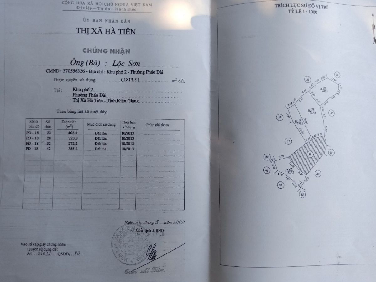 Chính chủ cần bán gấp đất khu phố 2, Pháo Đài Hà Tiên