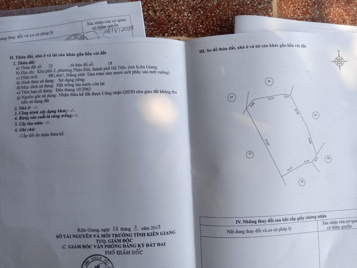 Chính chủ cần bán gấp đất khu phố 2, Pháo Đài Hà Tiên