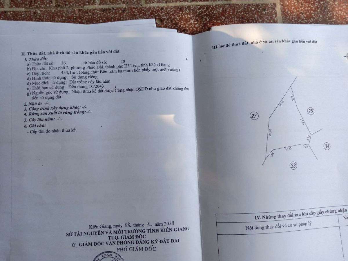 Chính chủ cần bán gấp đất khu phố 2, Pháo Đài Hà Tiên