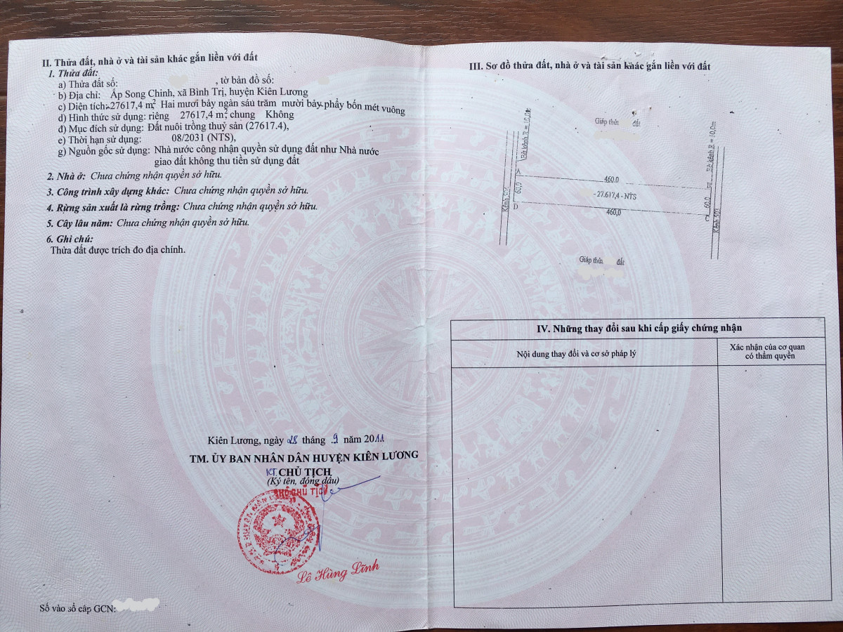 30 công đất mô hình Tôm+Lúa Lung lớn – Kiên Lương