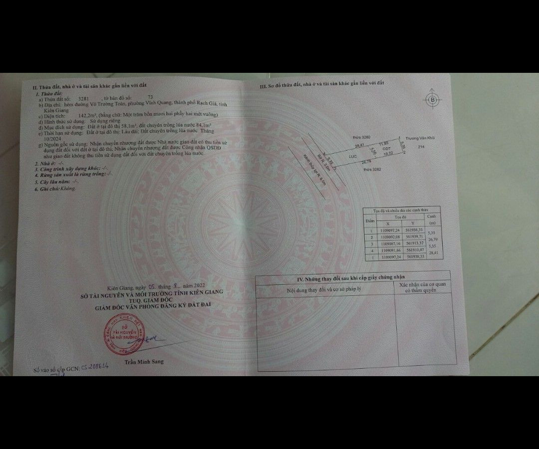 Bán đất hẻm 275 Quang Trung, phường Vĩnh Quang, TP Rạch Giá