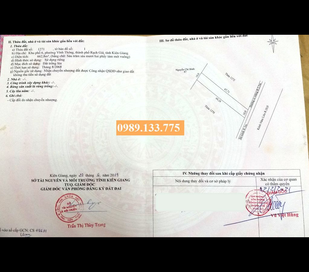Bán nền 10x68 mặt tiền đường Kênh Năm Liêu, P.Vĩnh Thông, Rạch Giá (9xx triệu)